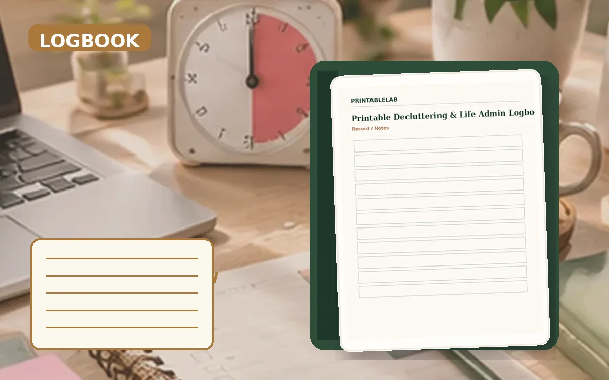 Printable Decluttering & Life Admin Logbook cover