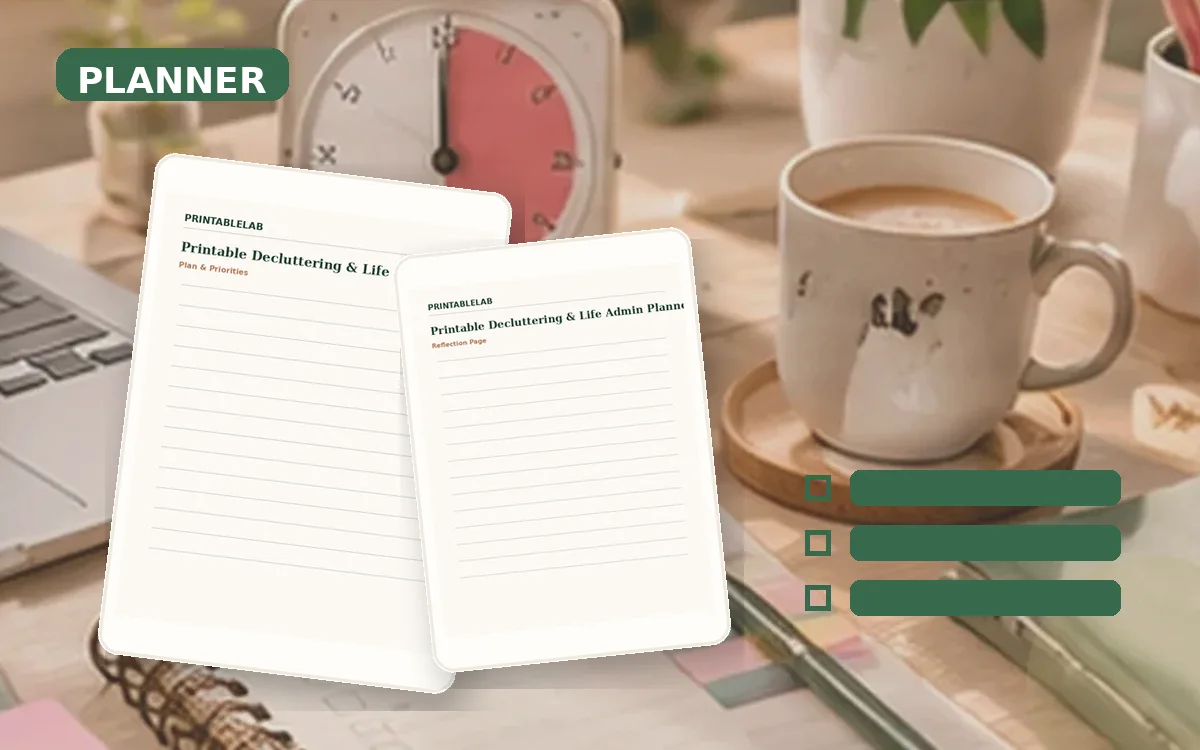Printable Decluttering & Life Admin Planner cover