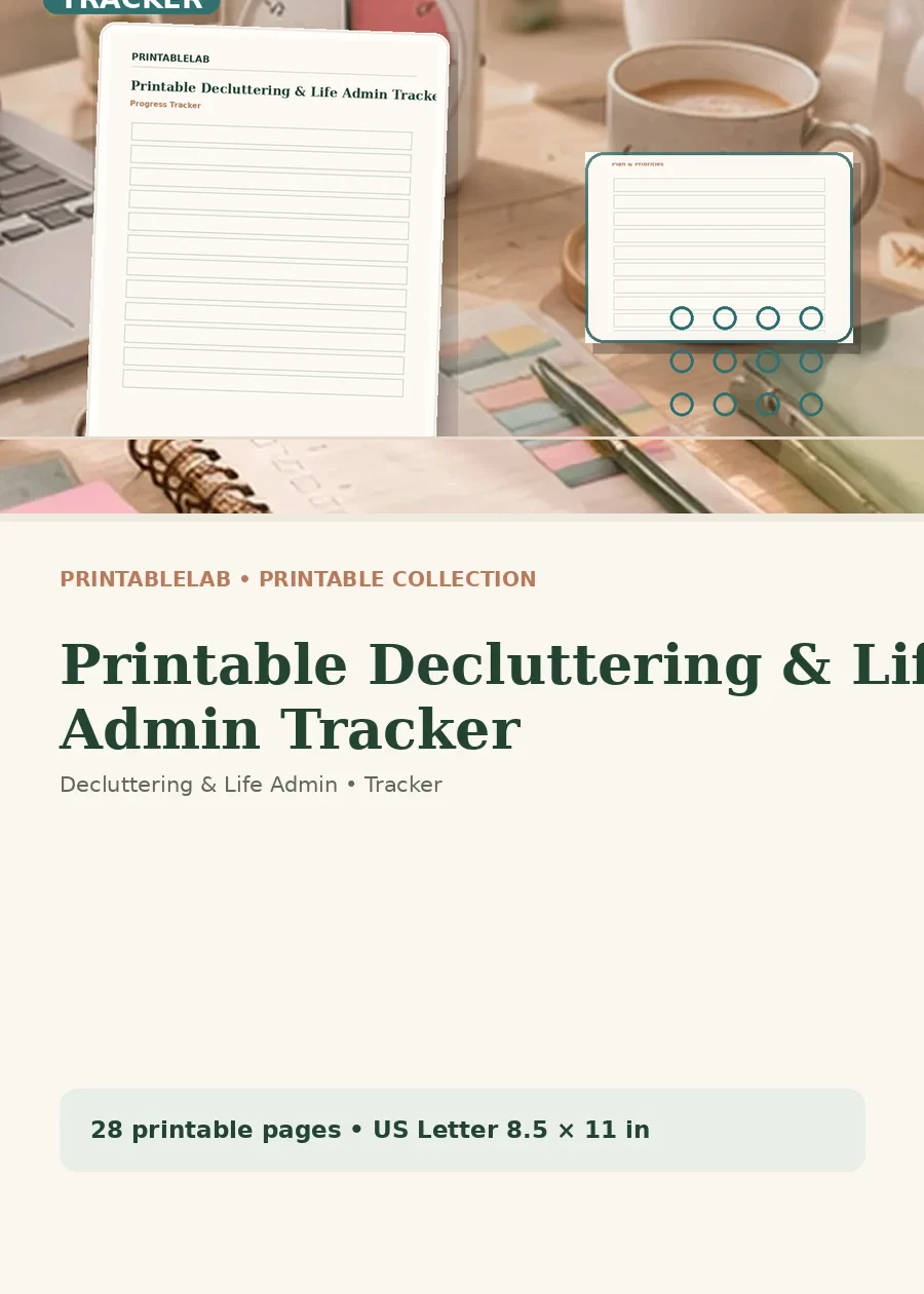Printable Decluttering & Life Admin Tracker cover