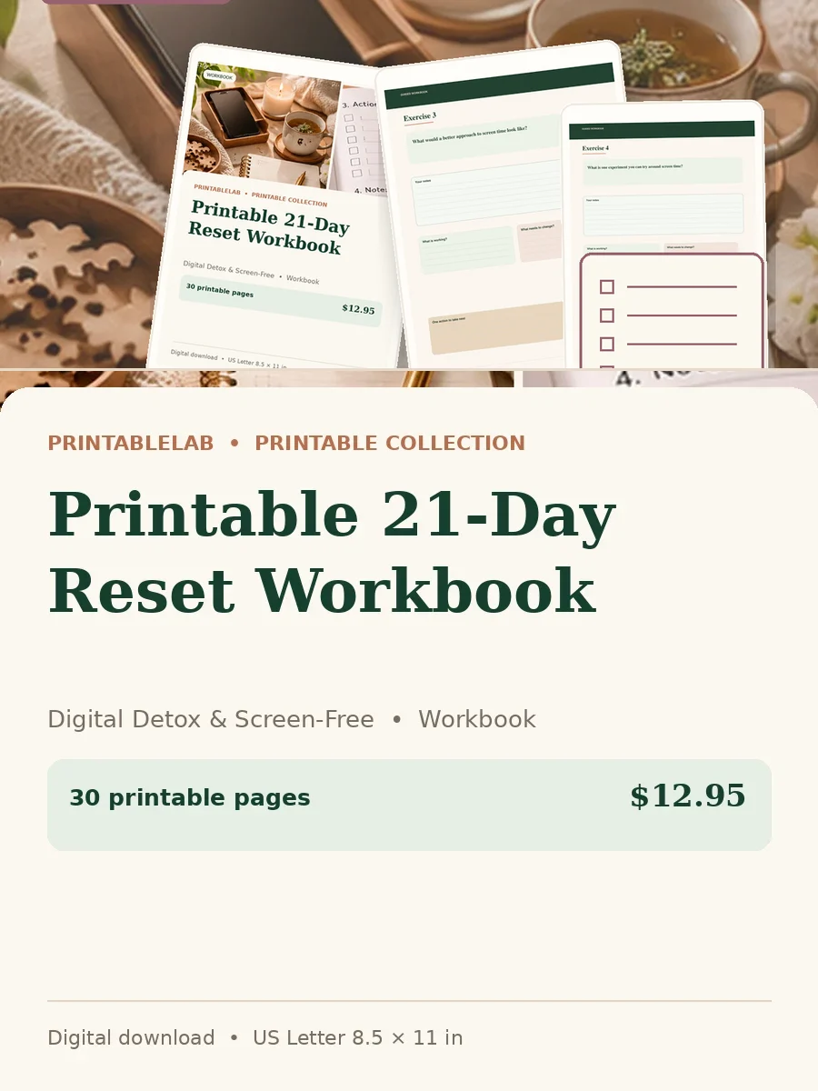 Printable 21-Day Reset Workbook cover