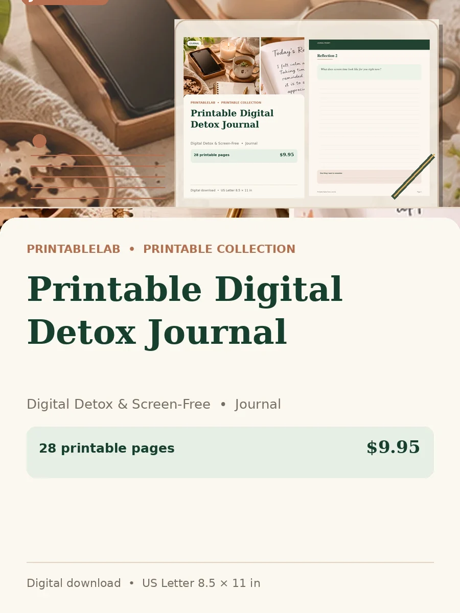 Printable Digital Detox Journal cover