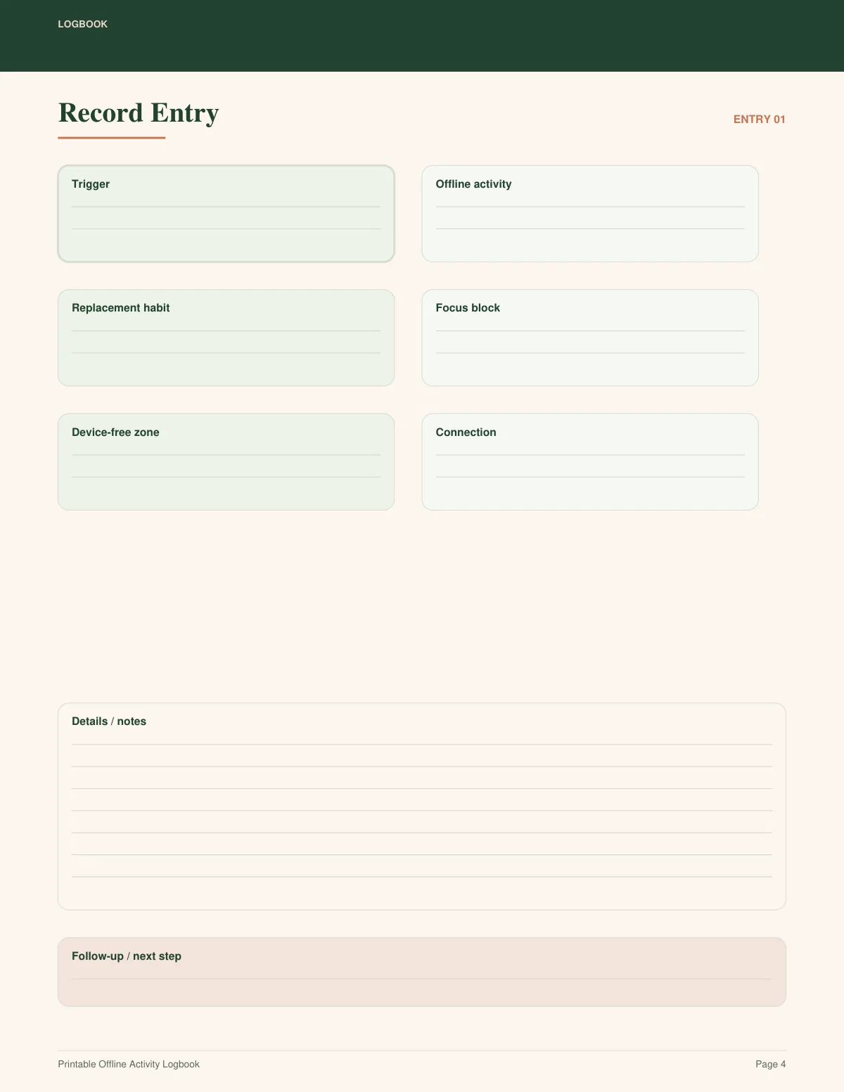 Printable Offline Activity Logbook preview 3