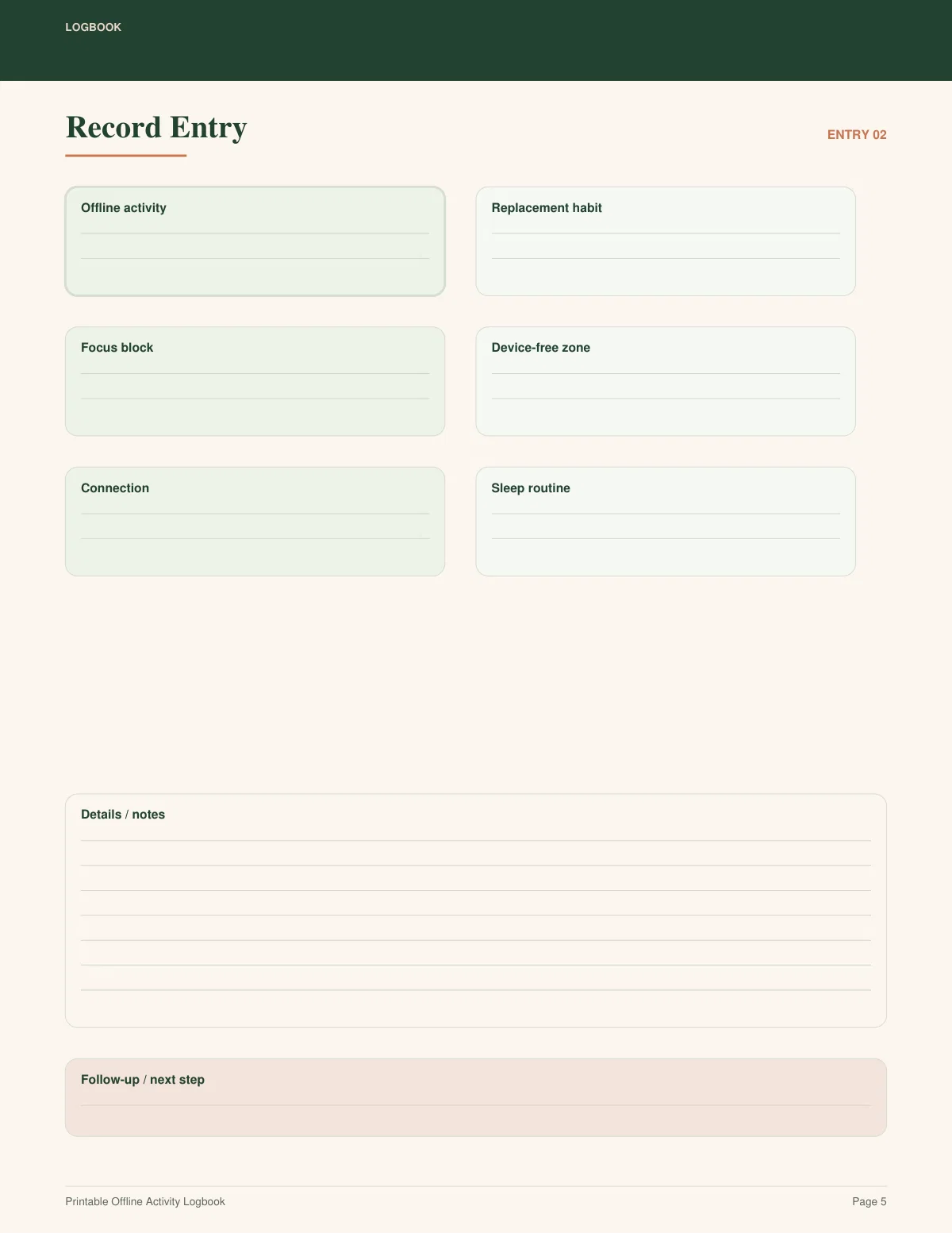 Printable Offline Activity Logbook preview 4