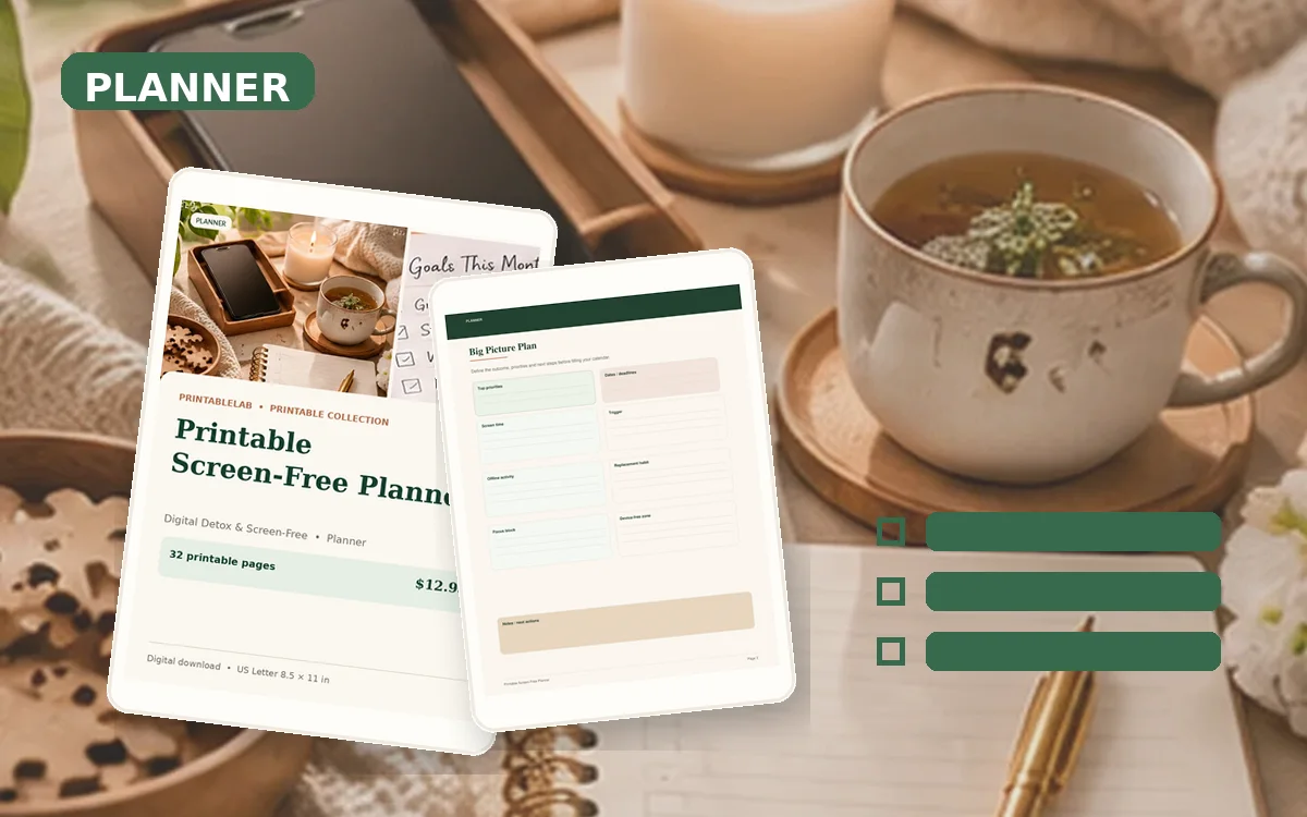 Printable Screen-Free Planner cover