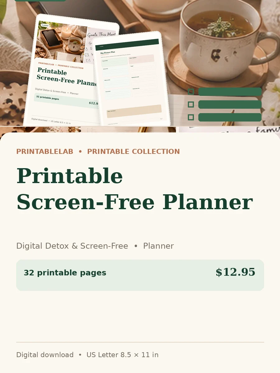 Printable Screen-Free Planner cover