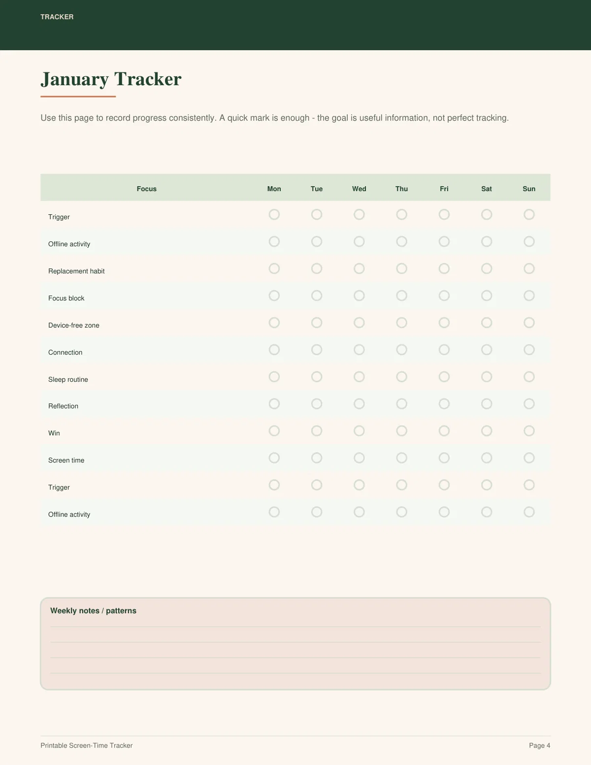 Printable Screen-Time Tracker preview 3