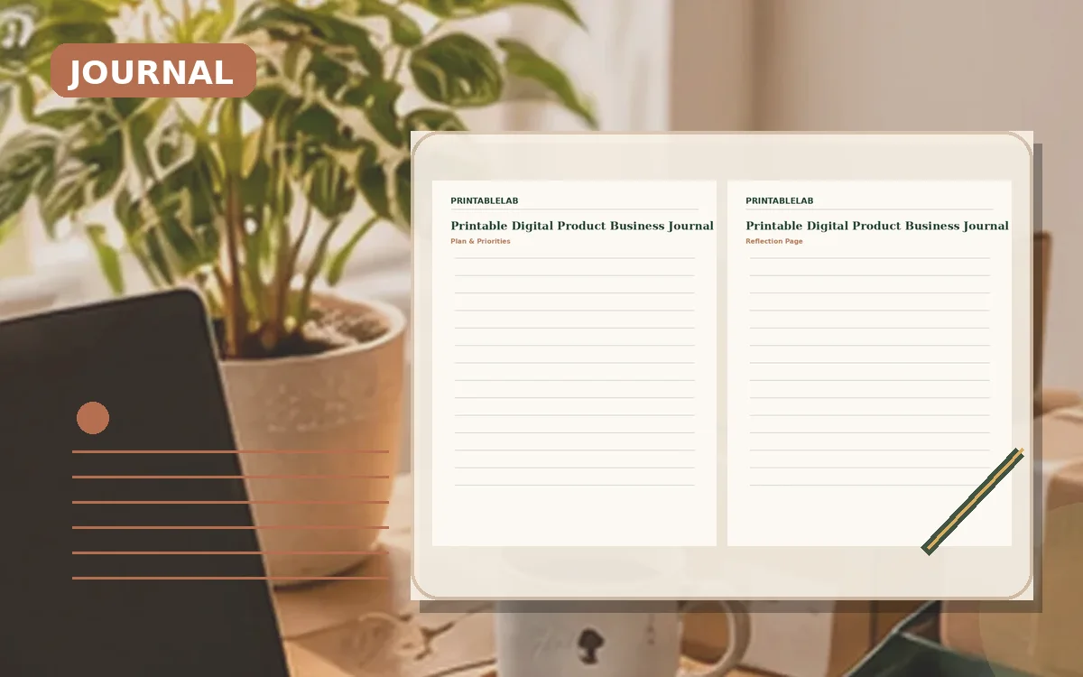 Printable Digital Product Business Journal cover