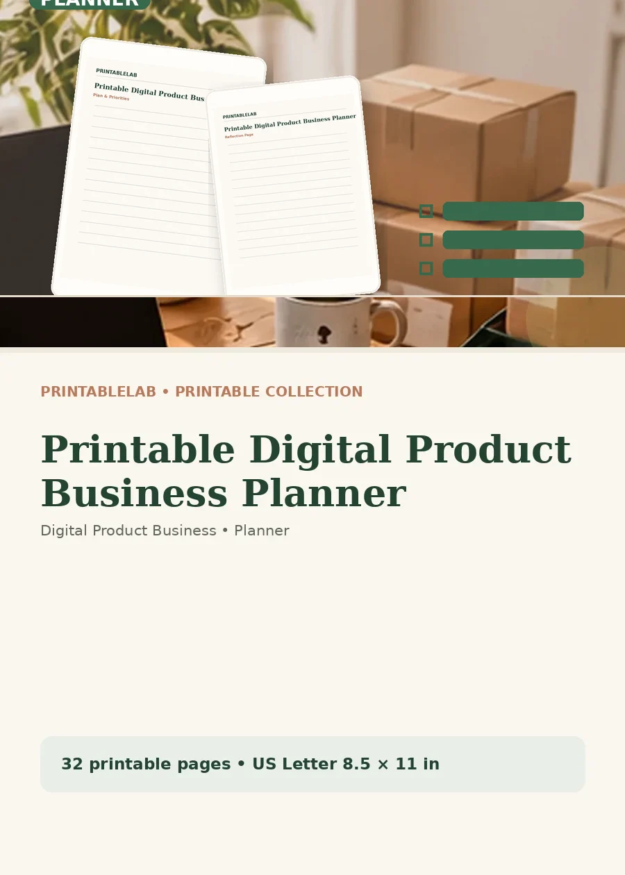 Printable Digital Product Business Planner cover