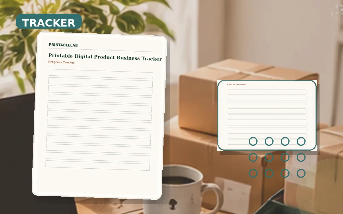 Printable Digital Product Business Tracker cover