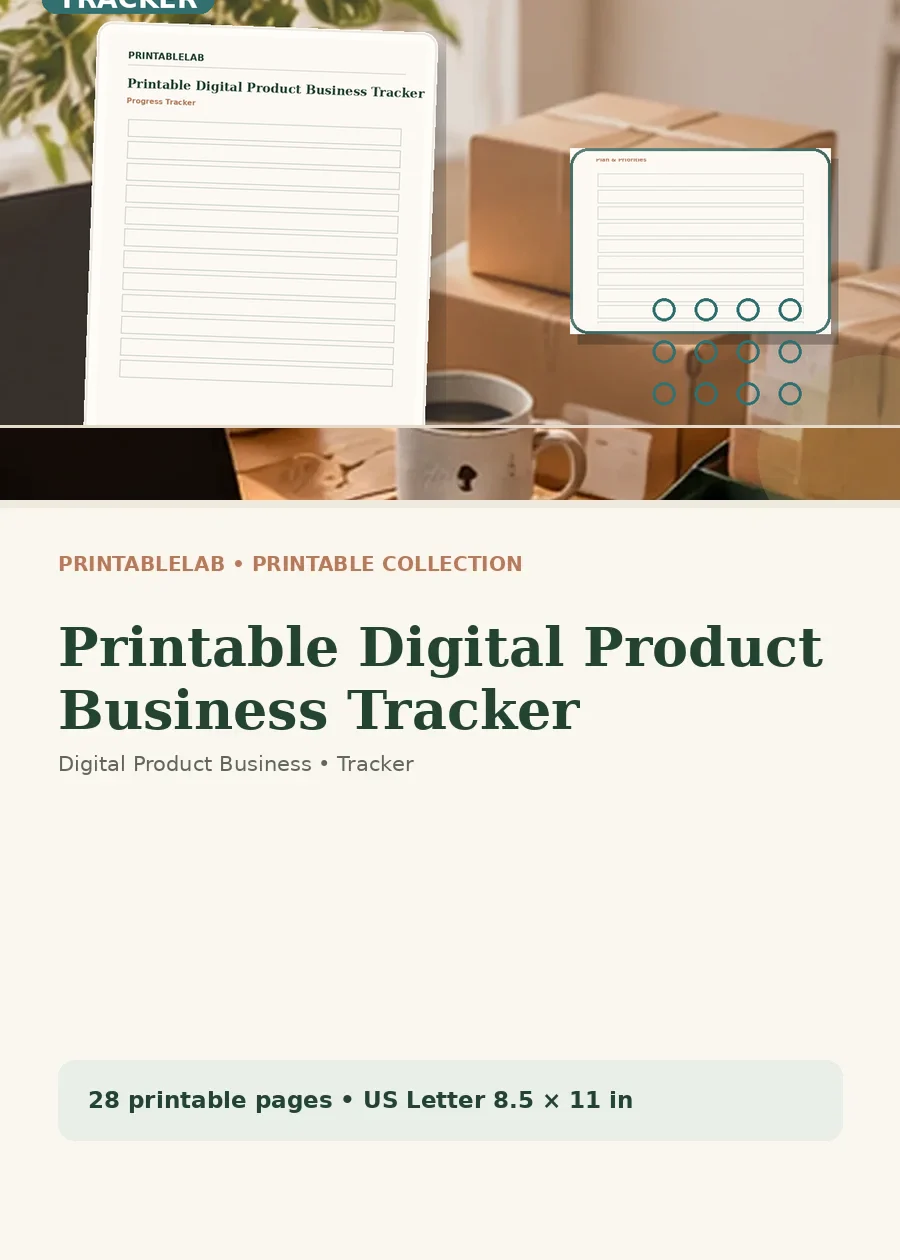 Printable Digital Product Business Tracker cover