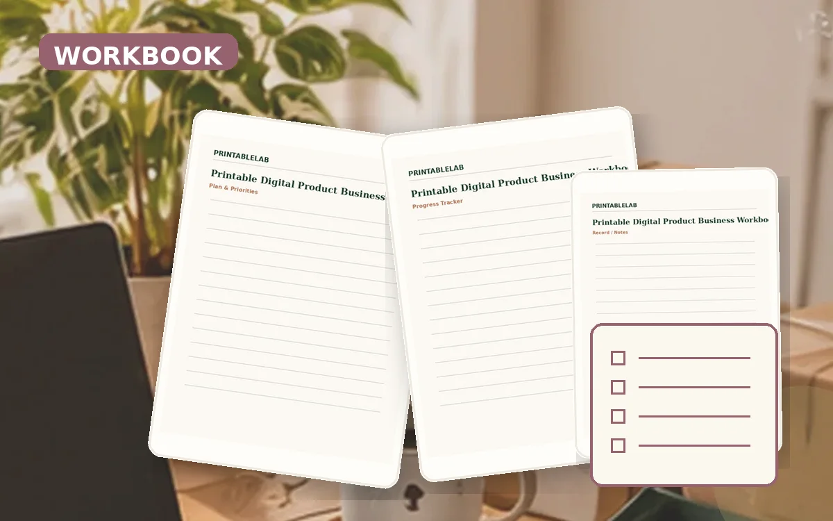 Printable Digital Product Business Workbook cover