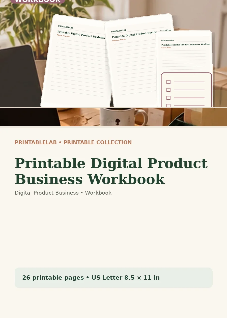 Printable Digital Product Business Workbook cover