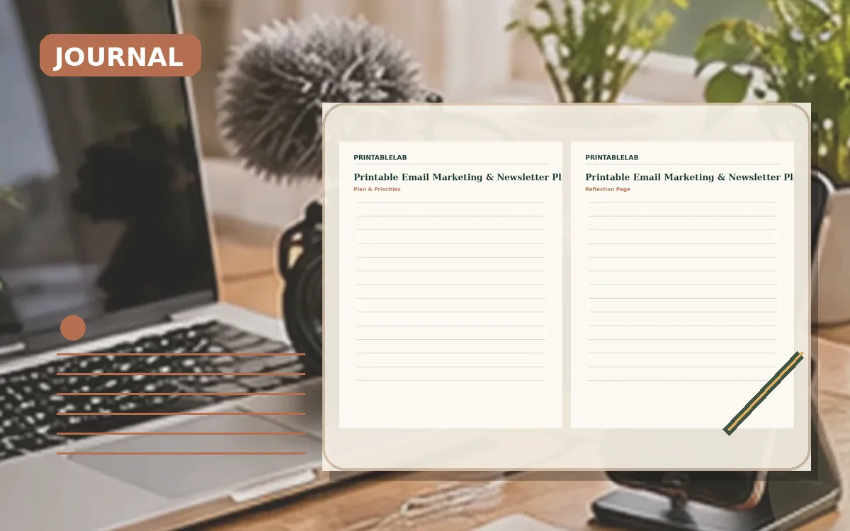 Printable Email Marketing & Newsletter Planning Journal cover