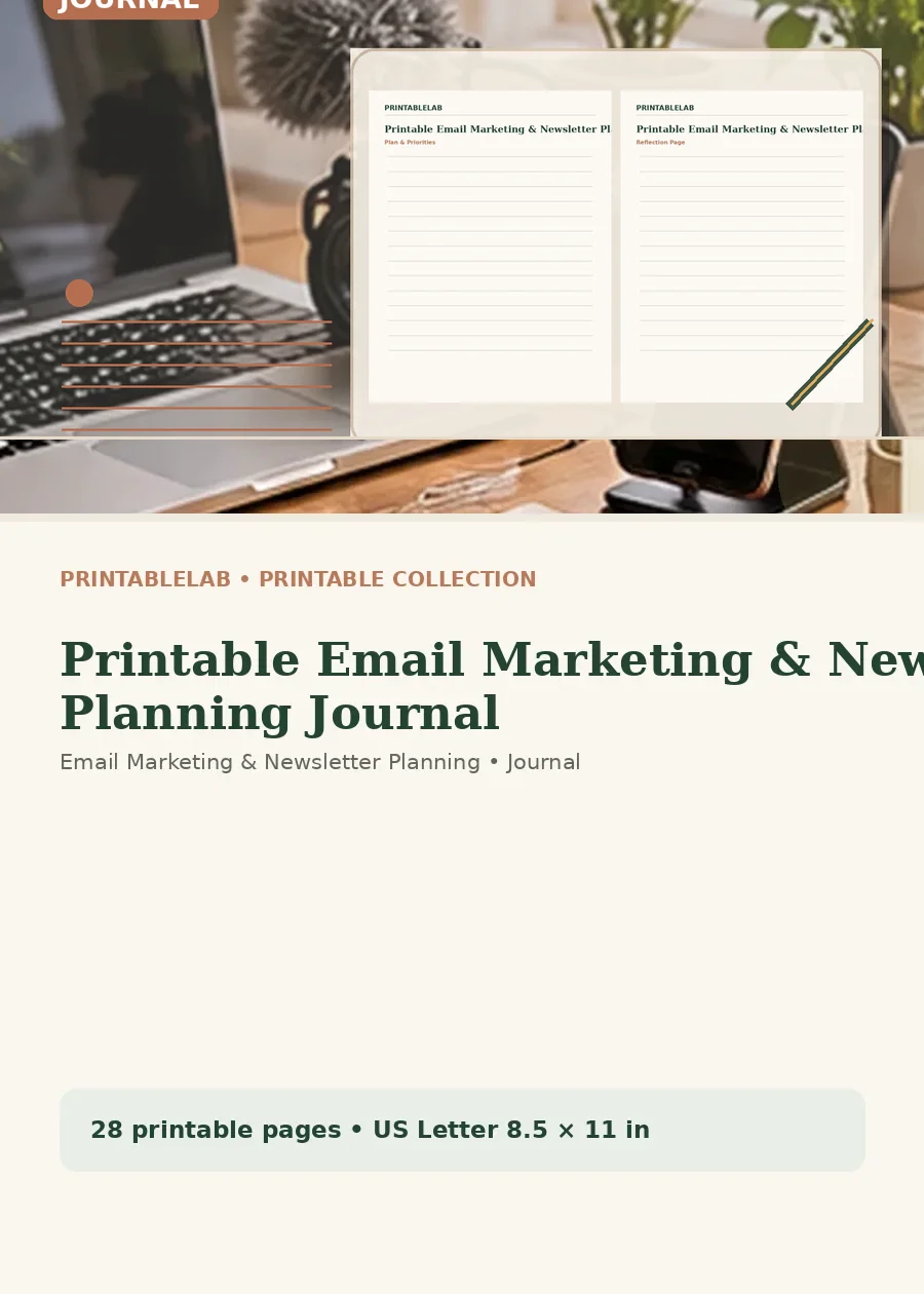 Printable Email Marketing & Newsletter Planning Journal cover