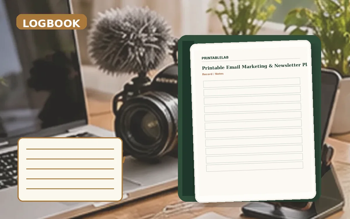 Printable Email Marketing & Newsletter Planning Logbook cover