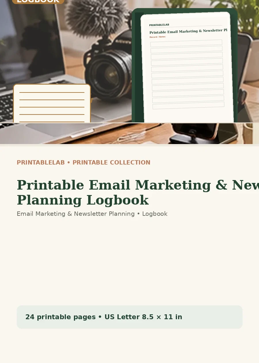 Printable Email Marketing & Newsletter Planning Logbook cover