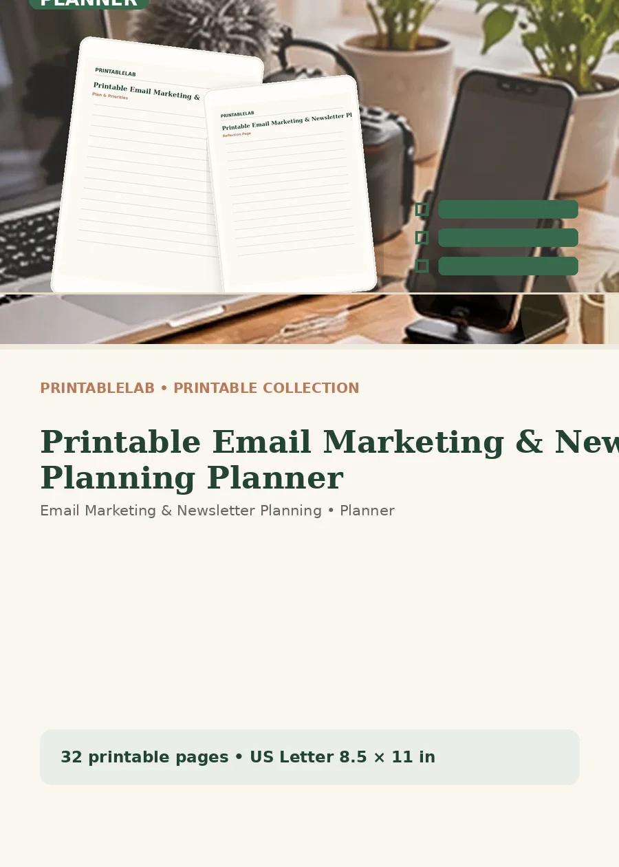 Printable Email Marketing & Newsletter Planning Planner cover