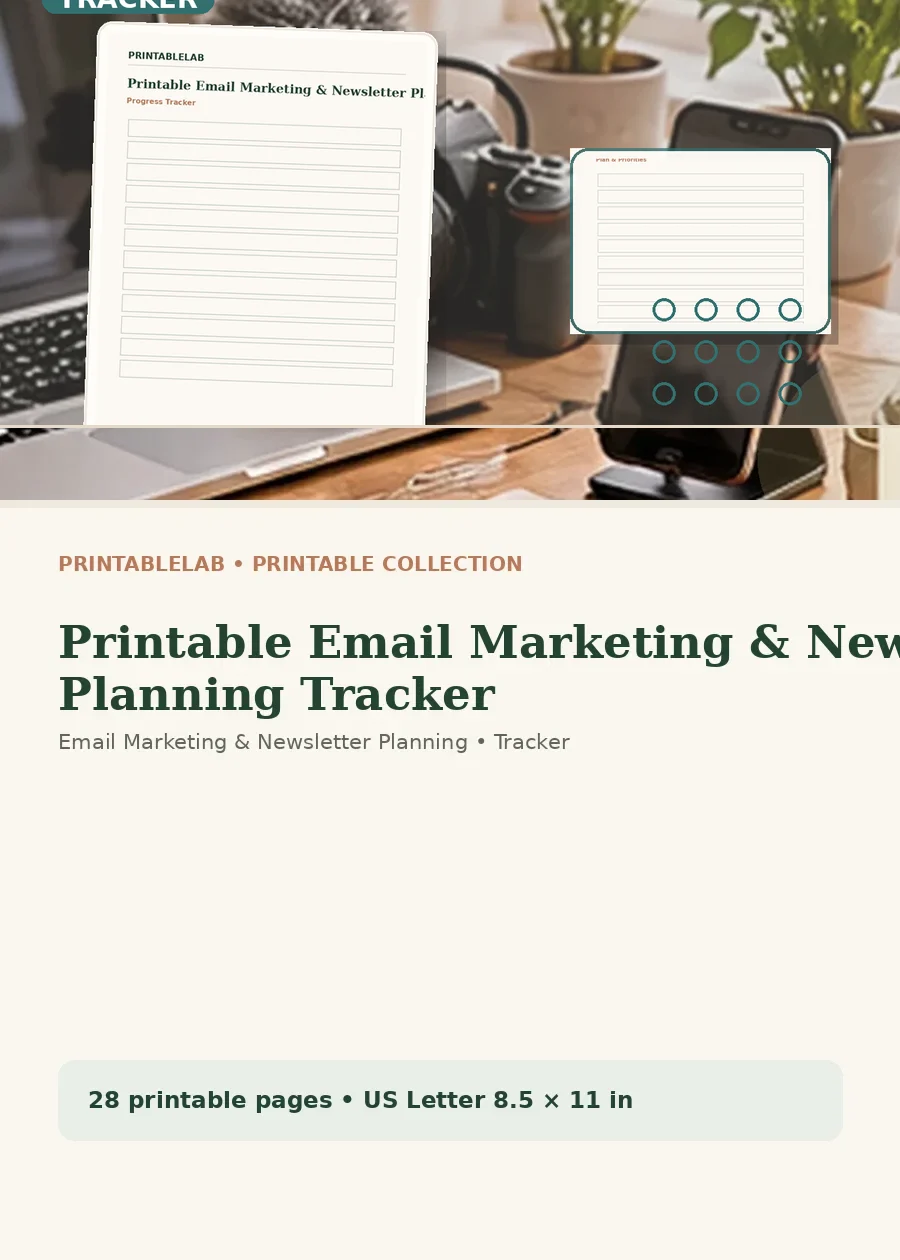 Printable Email Marketing & Newsletter Planning Tracker cover