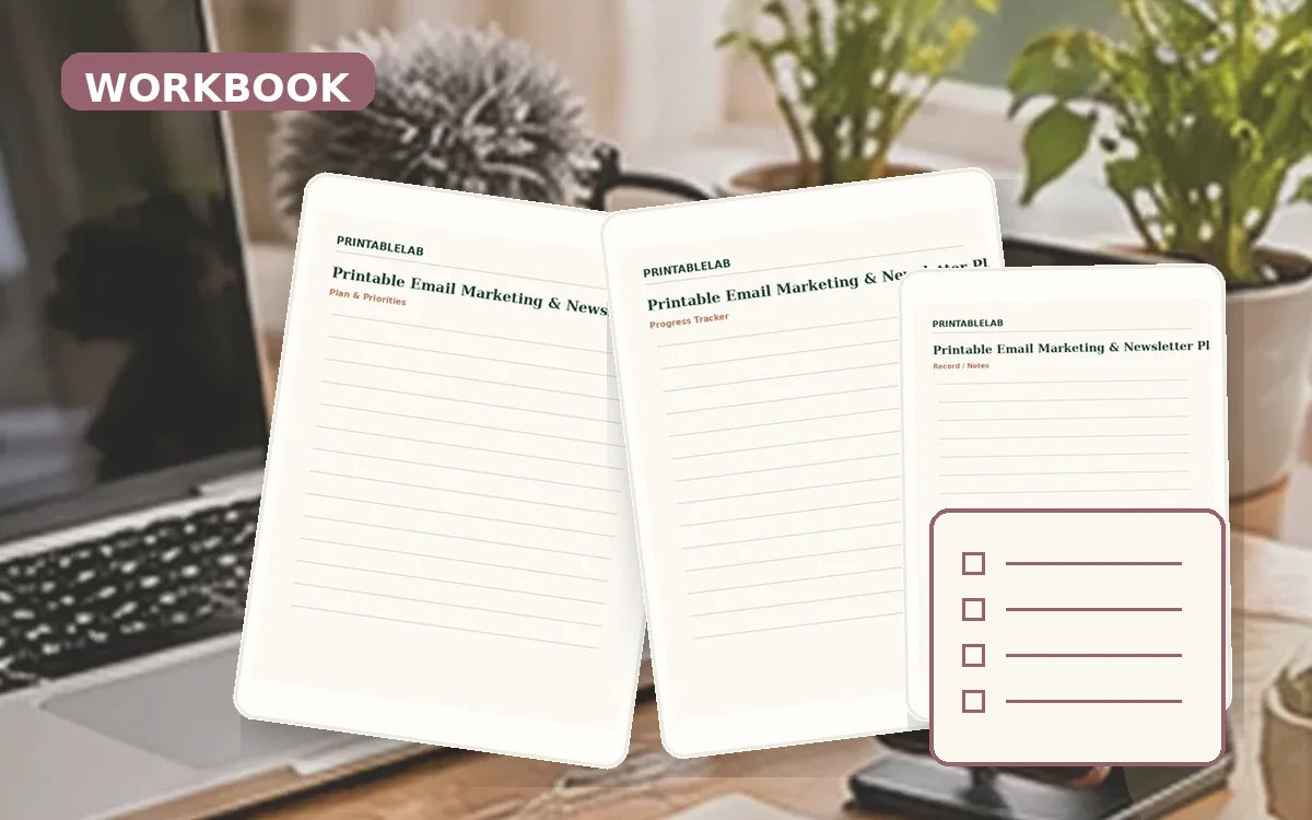 Printable Email Marketing & Newsletter Planning Workbook cover