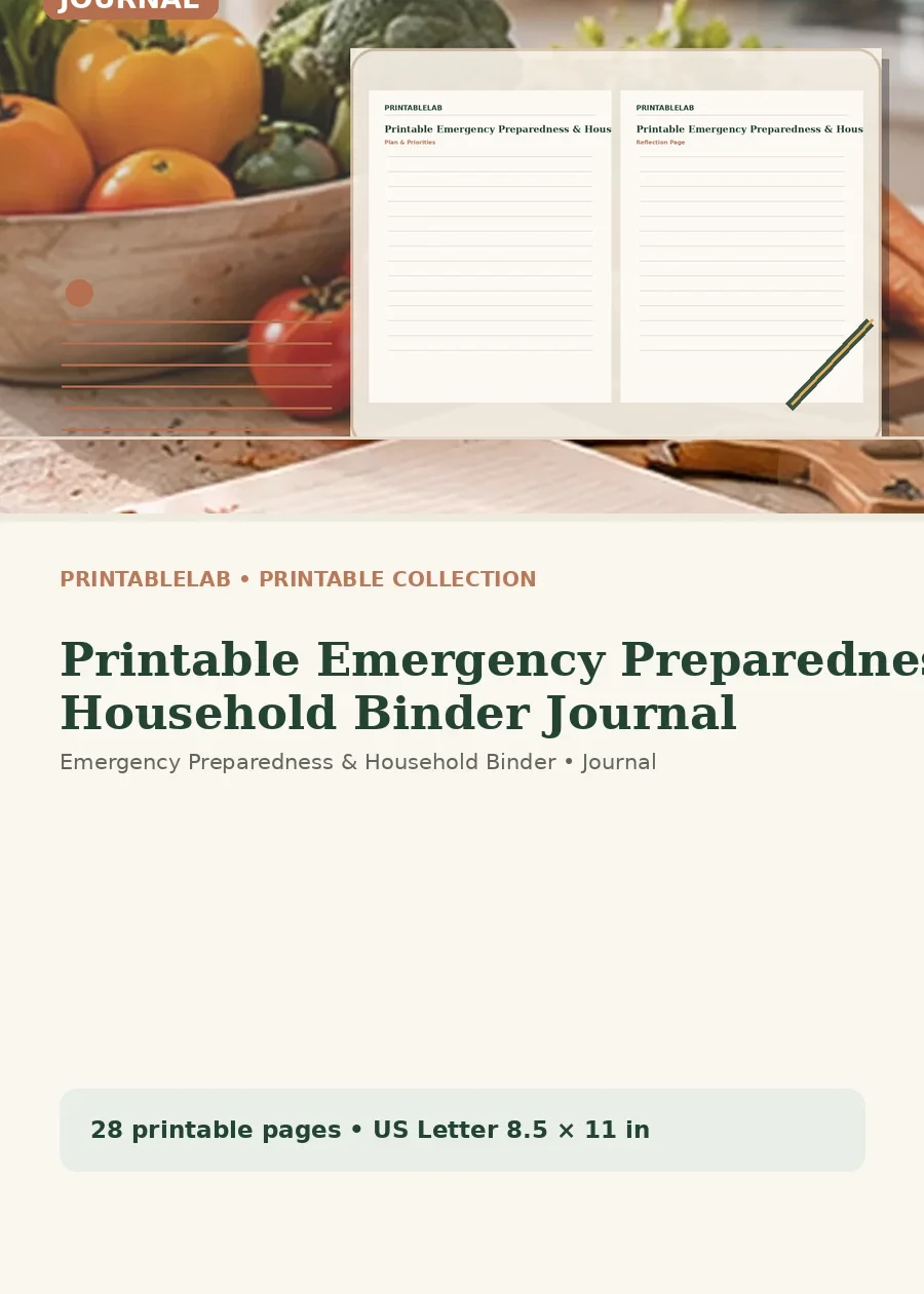 Printable Emergency Preparedness & Household Binder Journal cover