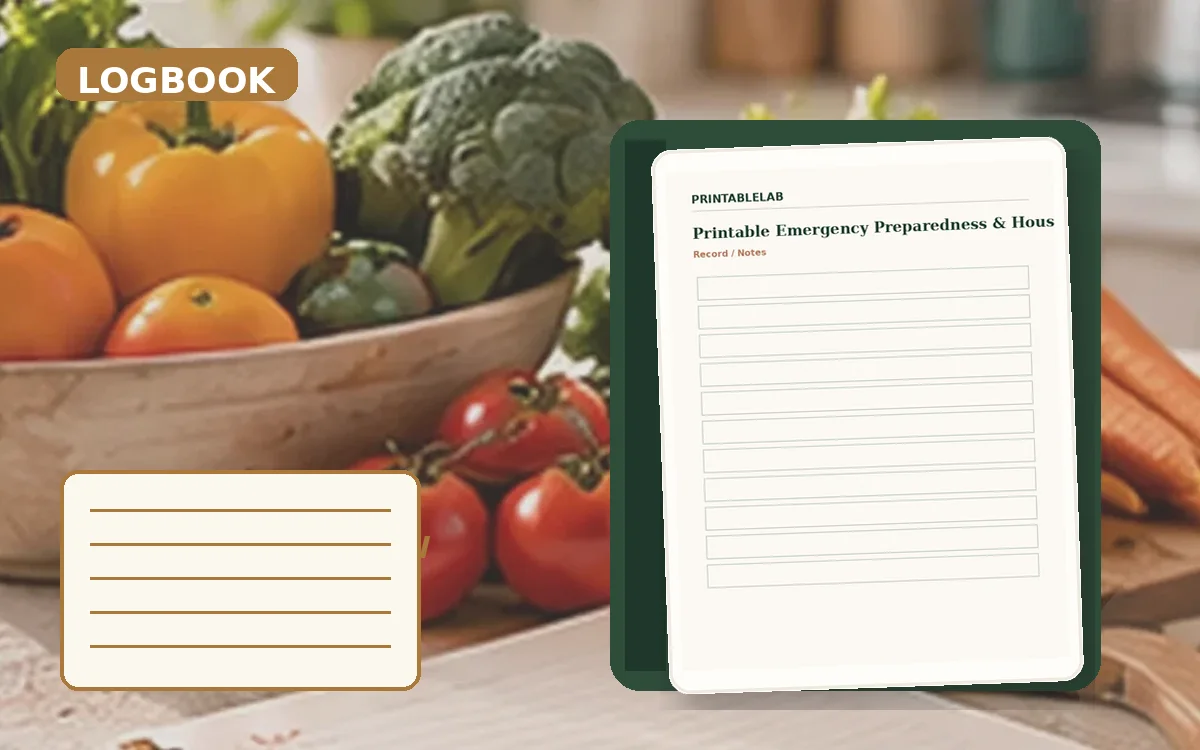 Printable Emergency Preparedness & Household Binder Logbook cover