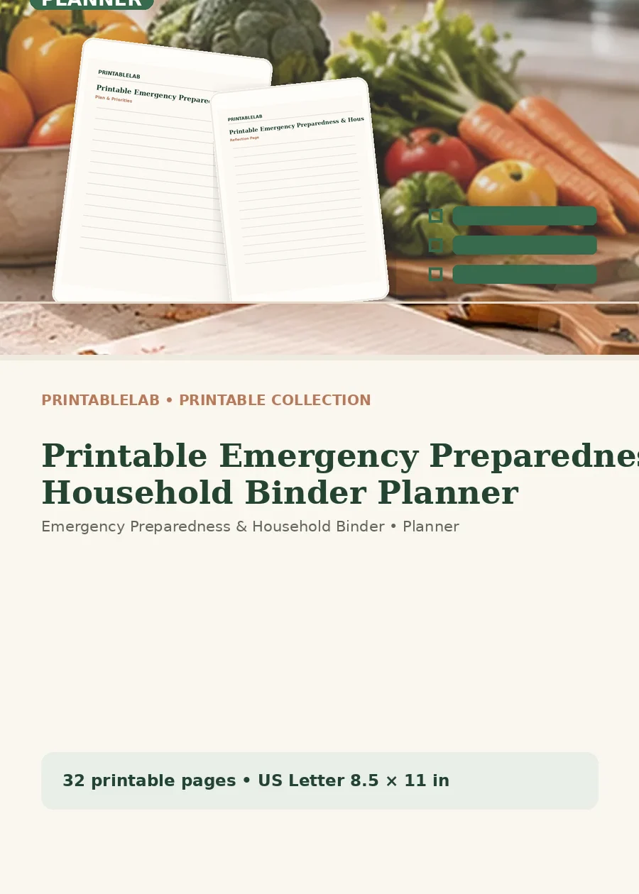 Printable Emergency Preparedness & Household Binder Planner cover