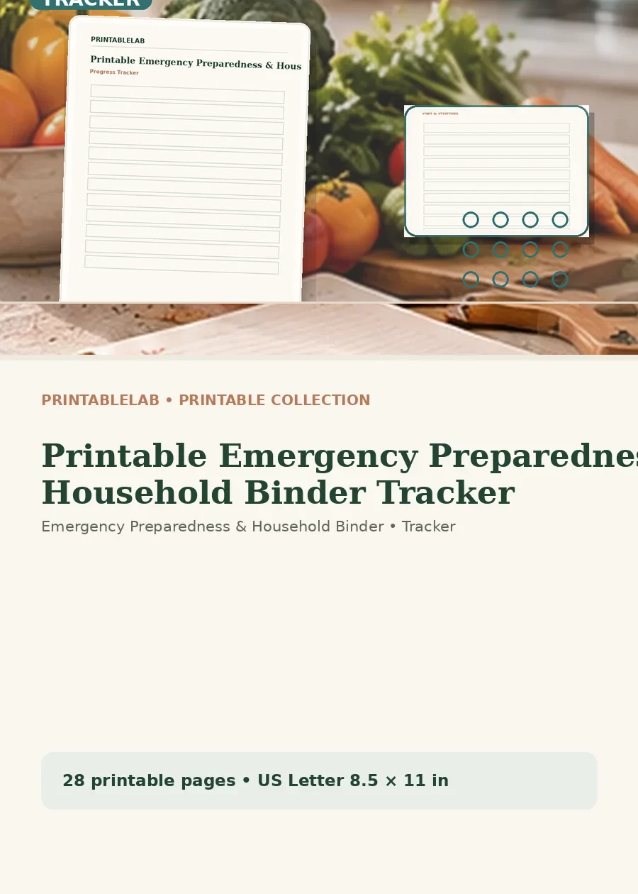 Printable Emergency Preparedness & Household Binder Tracker cover