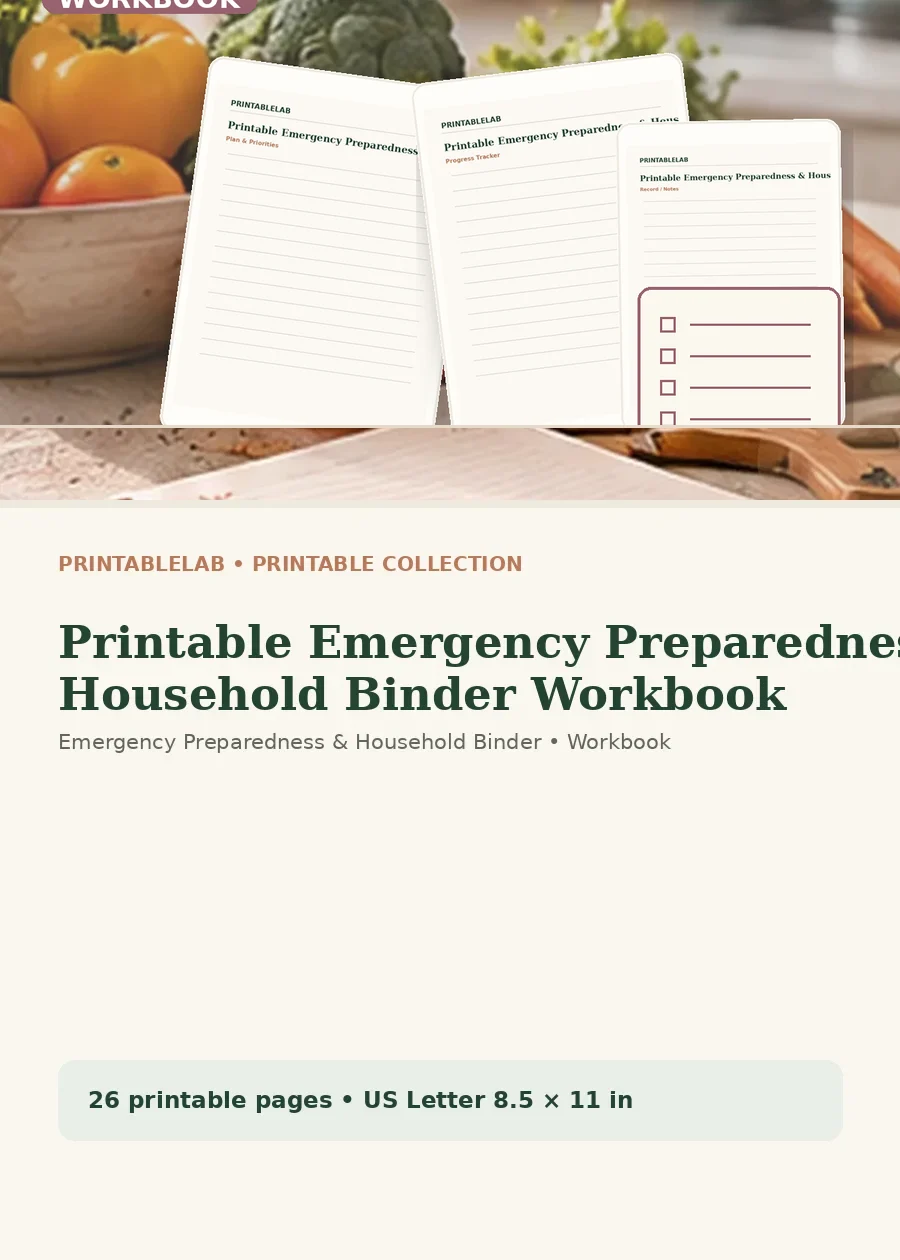 Printable Emergency Preparedness & Household Binder Workbook cover