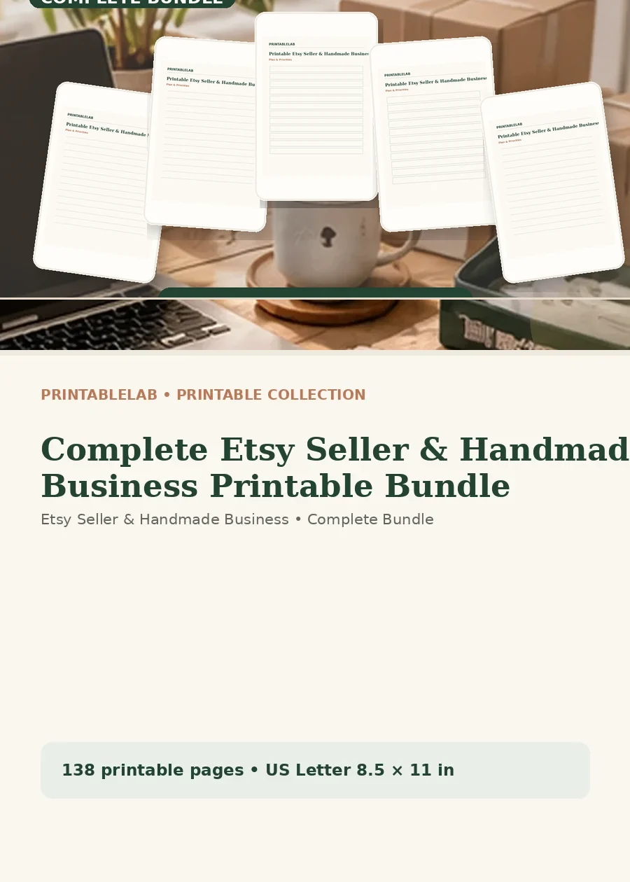 Complete Etsy Seller & Handmade Business Printable Bundle cover