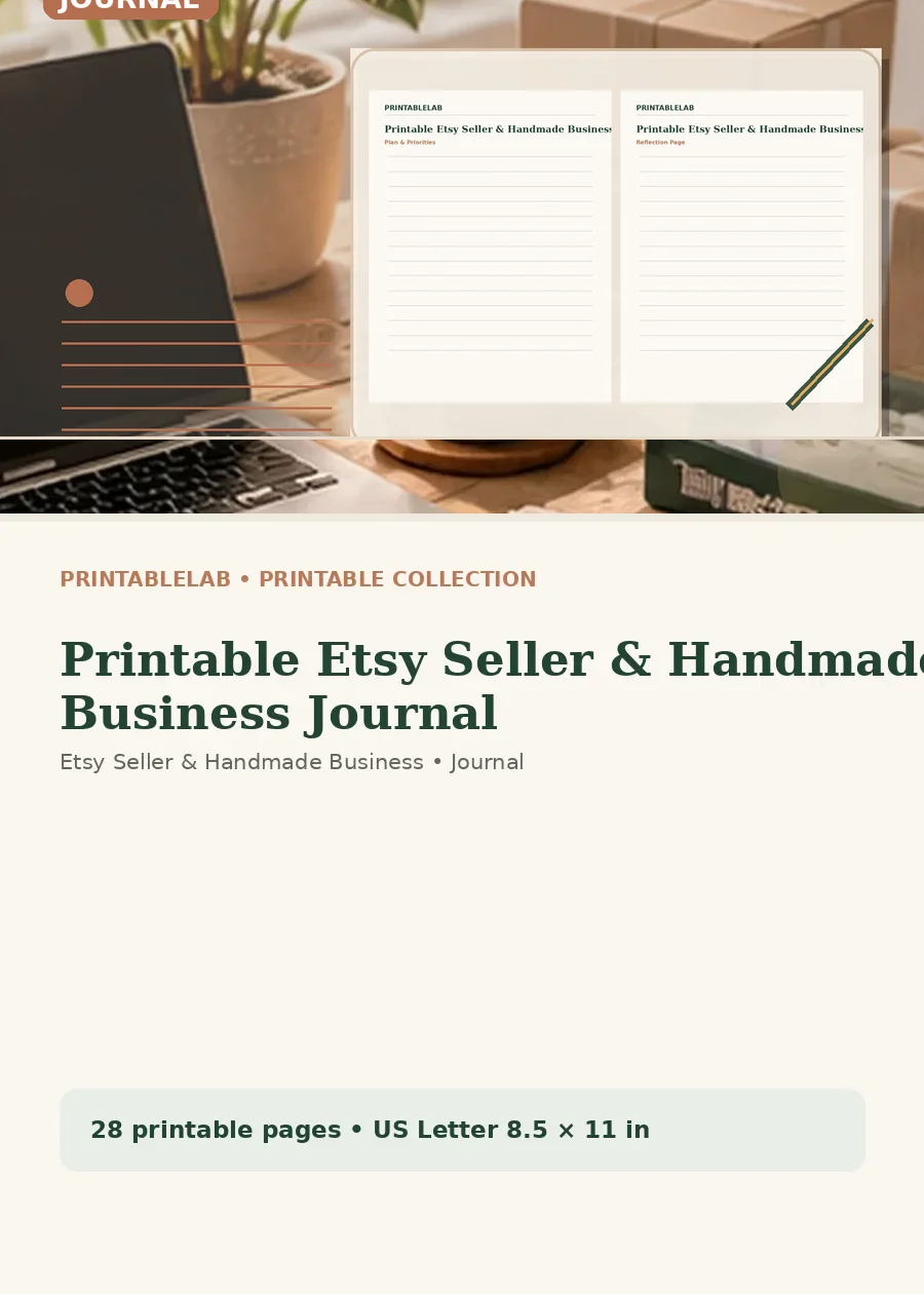 Printable Etsy Seller & Handmade Business Journal cover