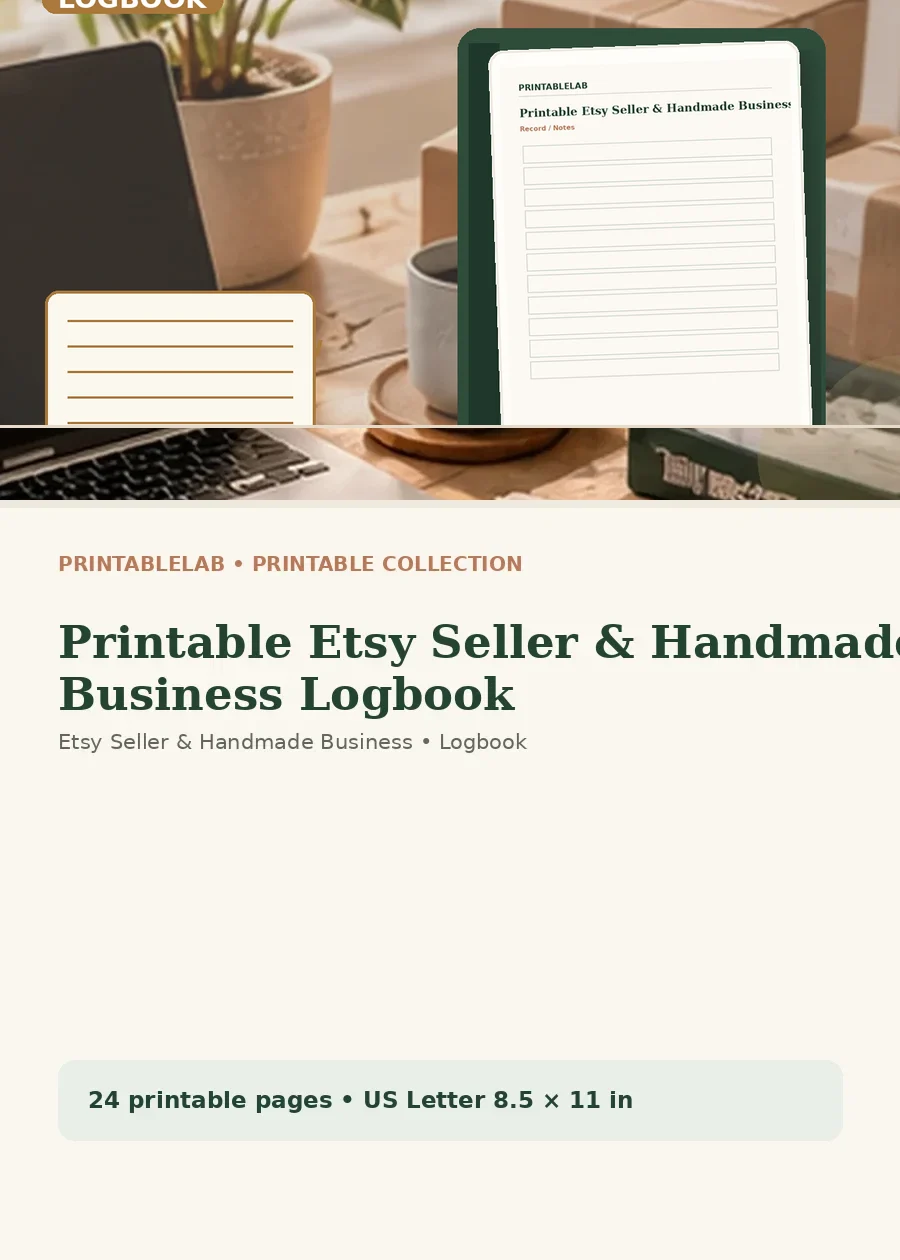 Printable Etsy Seller & Handmade Business Logbook cover