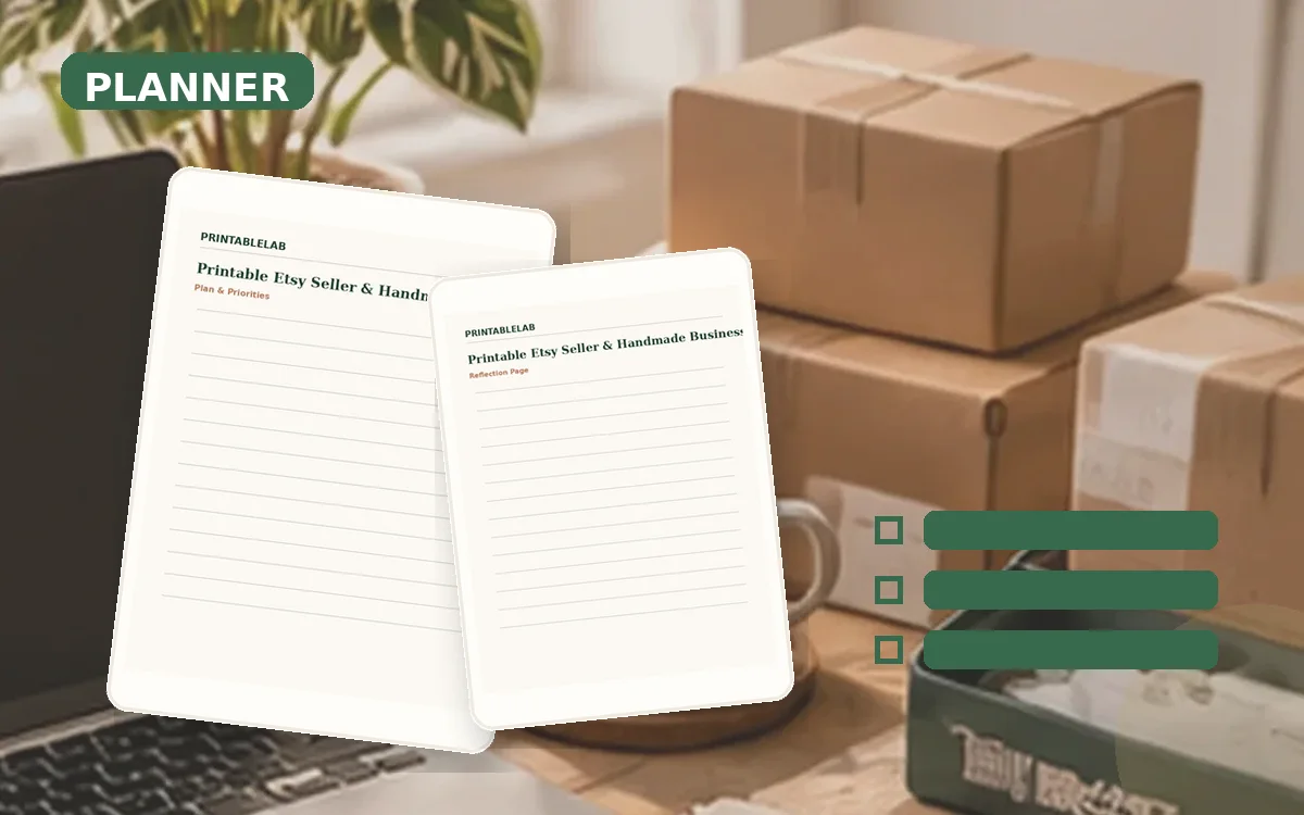Printable Etsy Seller & Handmade Business Planner cover