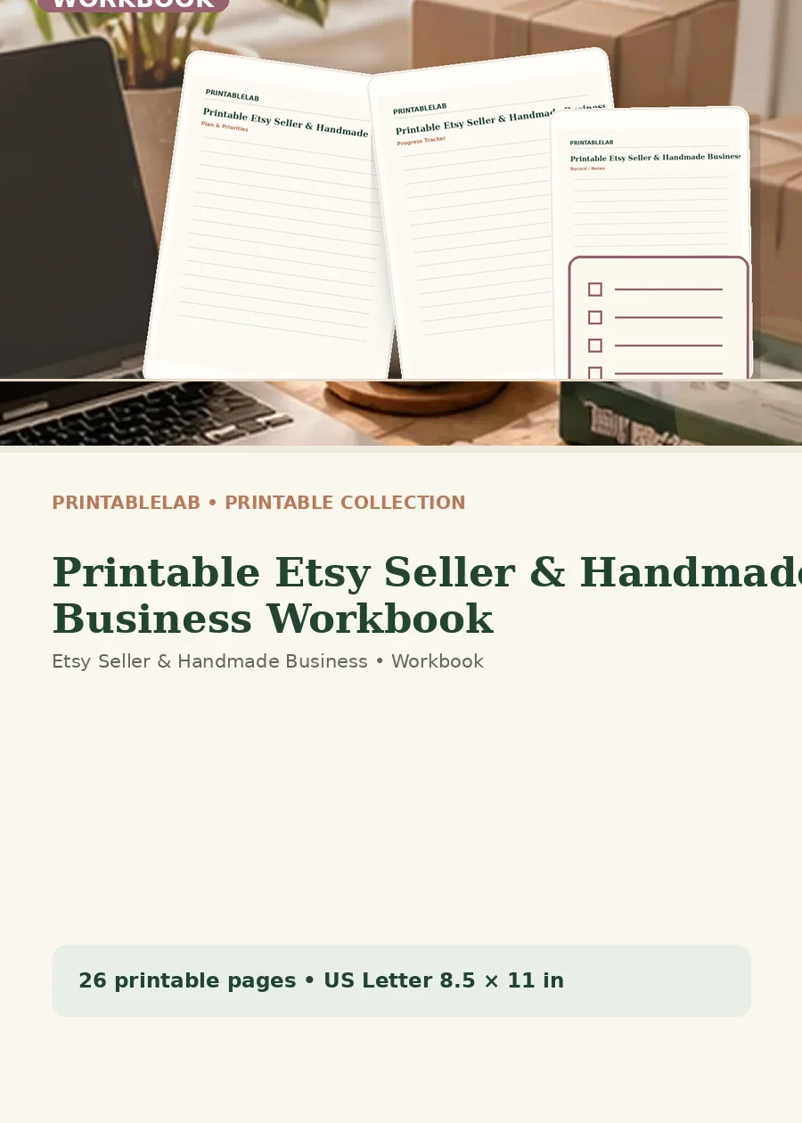 Printable Etsy Seller & Handmade Business Workbook cover