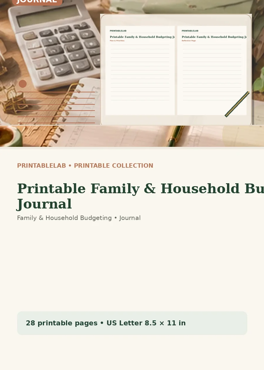 Printable Family & Household Budgeting Journal cover