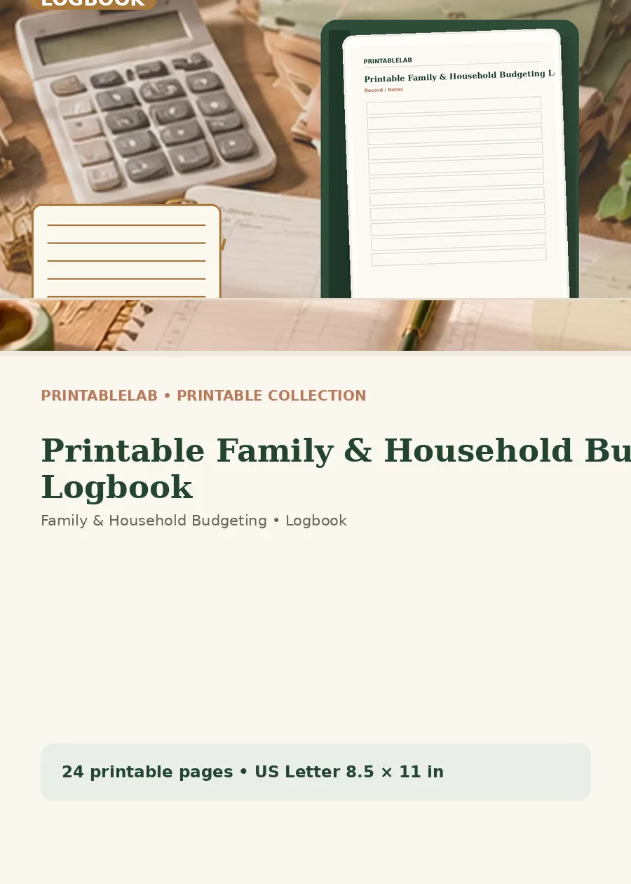 Printable Family & Household Budgeting Logbook cover