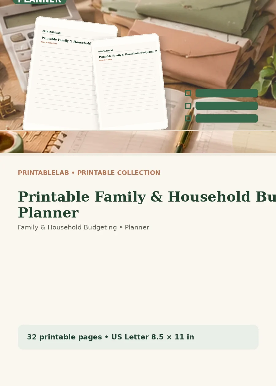 Printable Family & Household Budgeting Planner cover