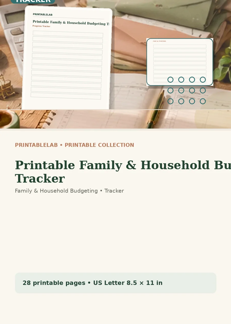 Printable Family & Household Budgeting Tracker cover