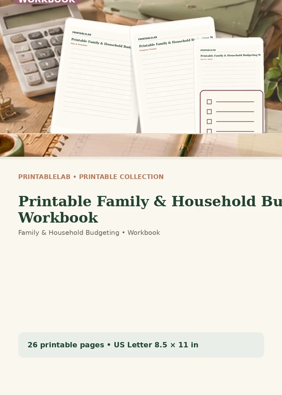 Printable Family & Household Budgeting Workbook cover