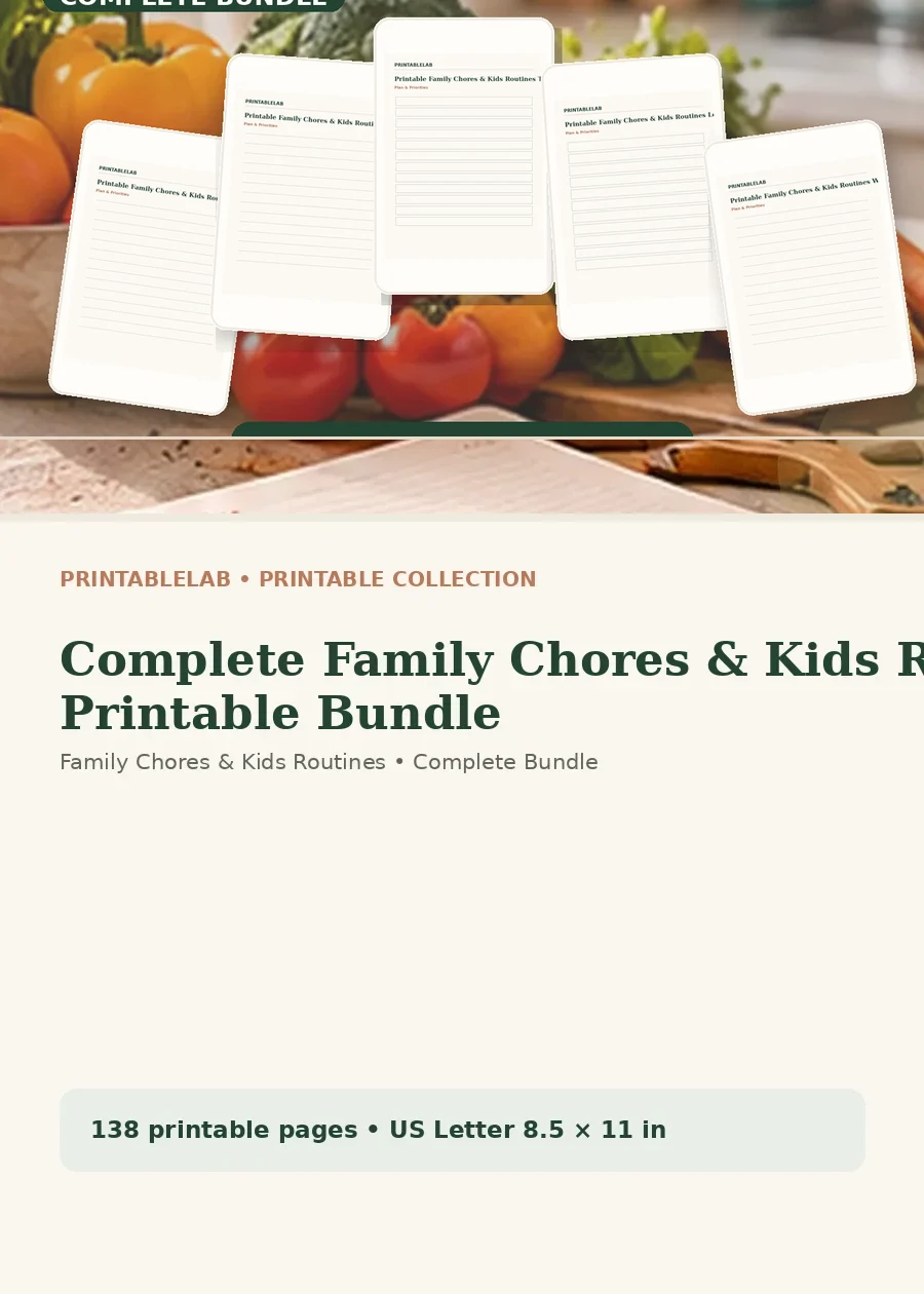 Complete Family Chores & Kids Routines Printable Bundle cover