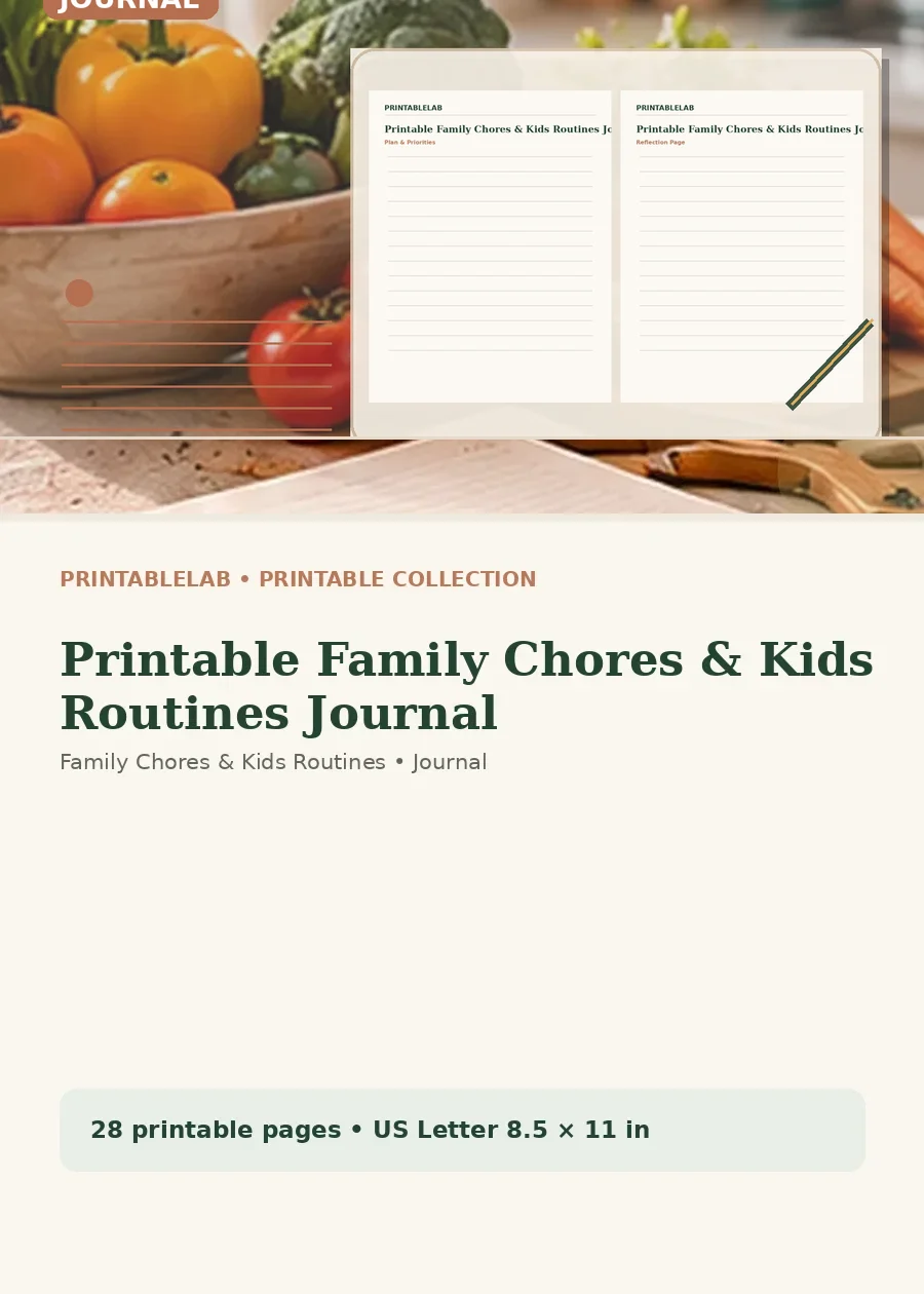 Printable Family Chores & Kids Routines Journal cover