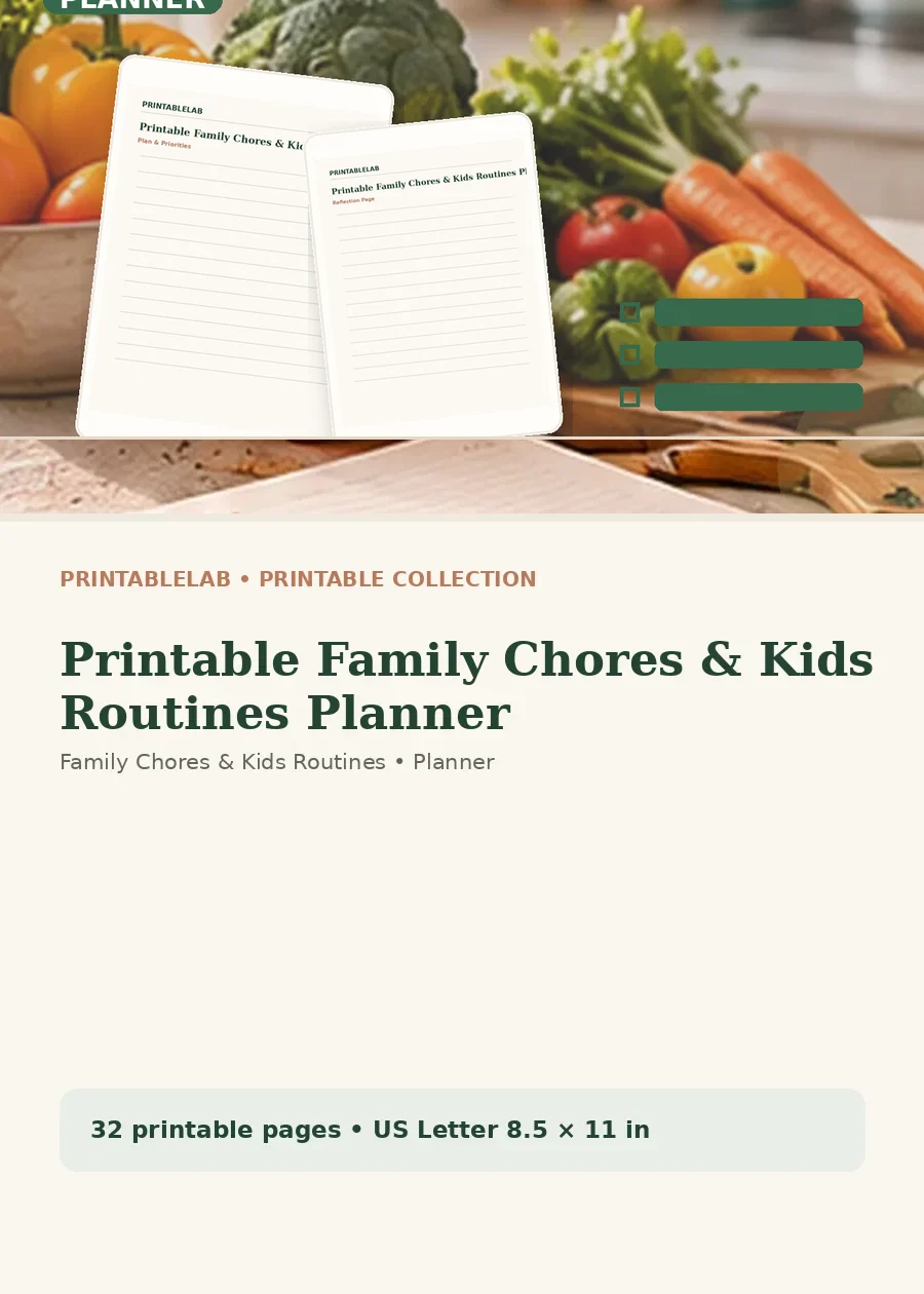 Printable Family Chores & Kids Routines Planner cover