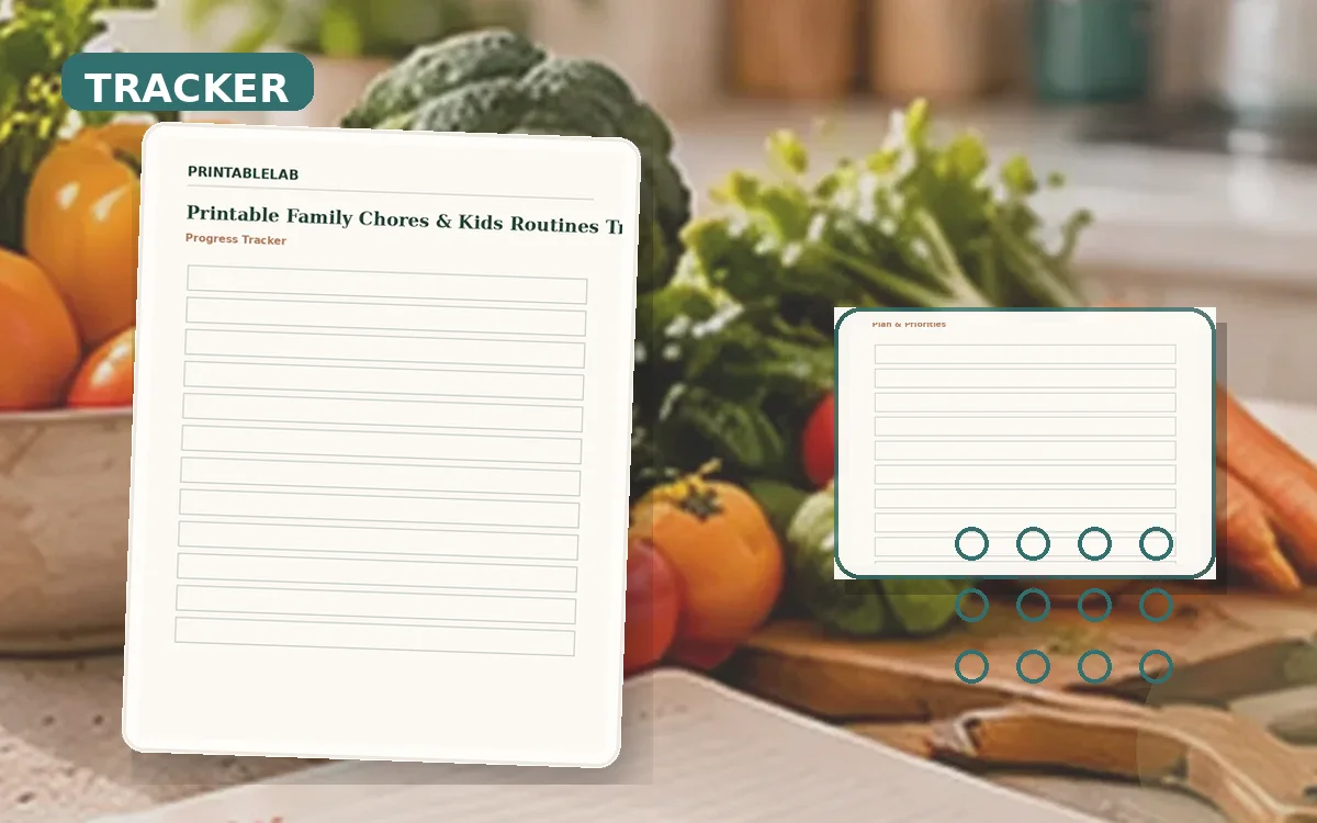 Printable Family Chores & Kids Routines Tracker cover