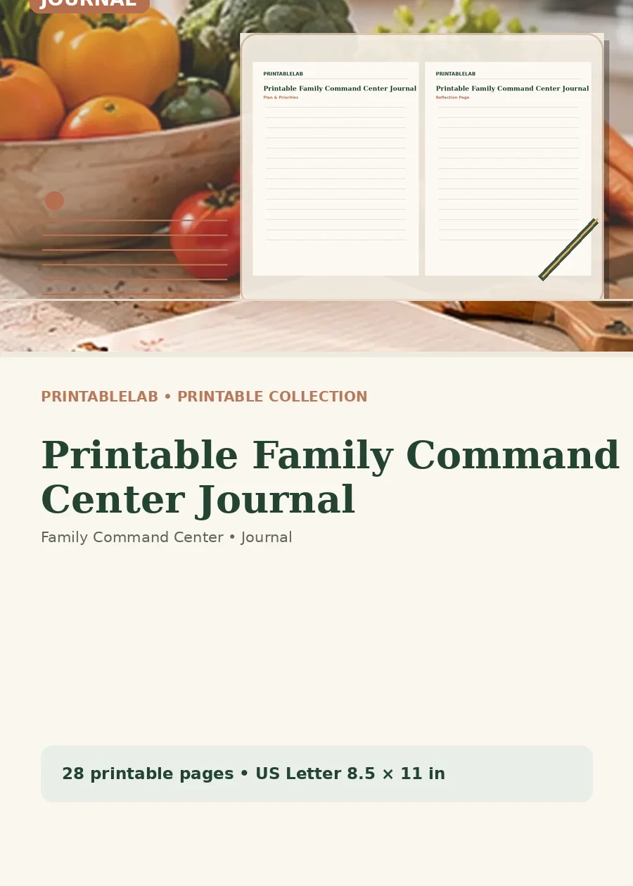 Printable Family Command Center Journal cover