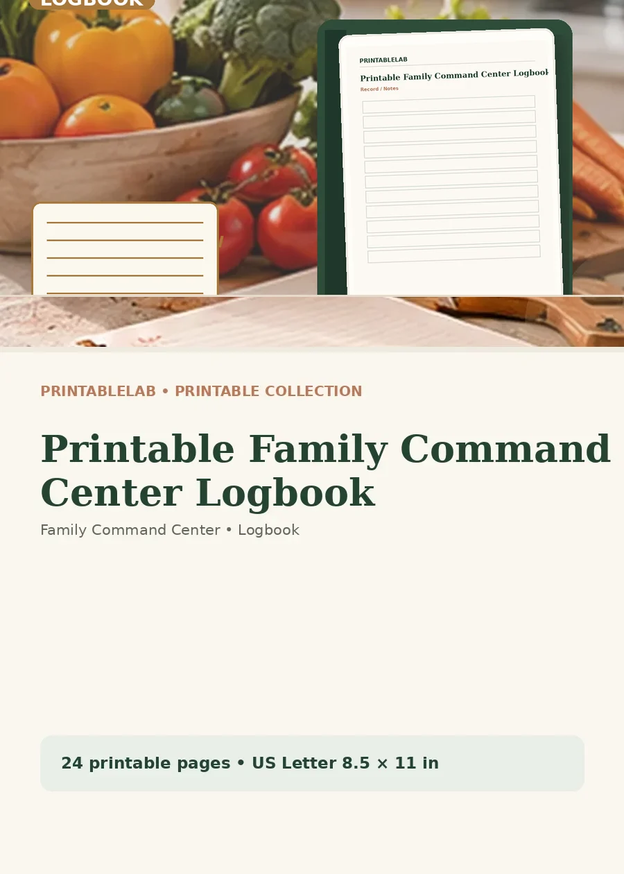 Printable Family Command Center Logbook cover