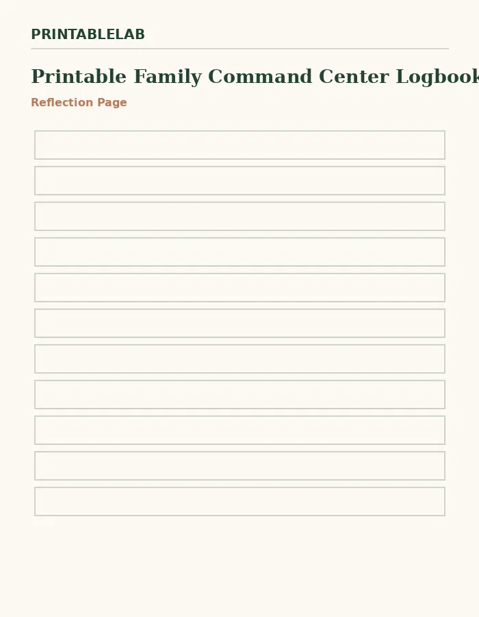 Printable Family Command Center Logbook preview 2