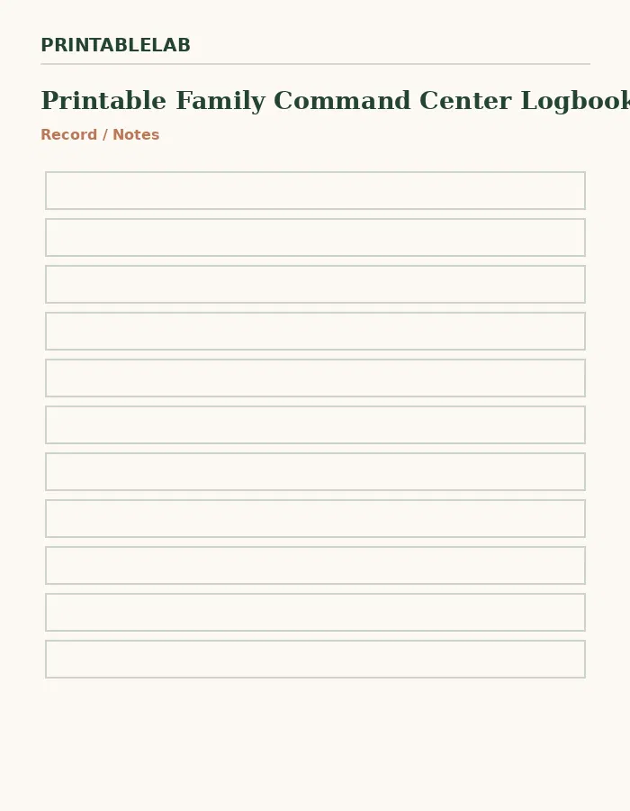 Printable Family Command Center Logbook preview 4