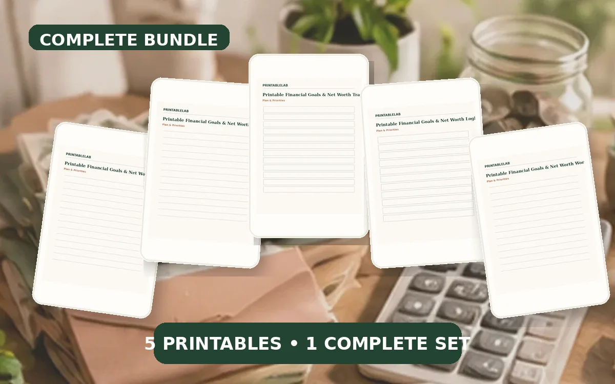 Complete Financial Goals & Net Worth Printable Bundle cover