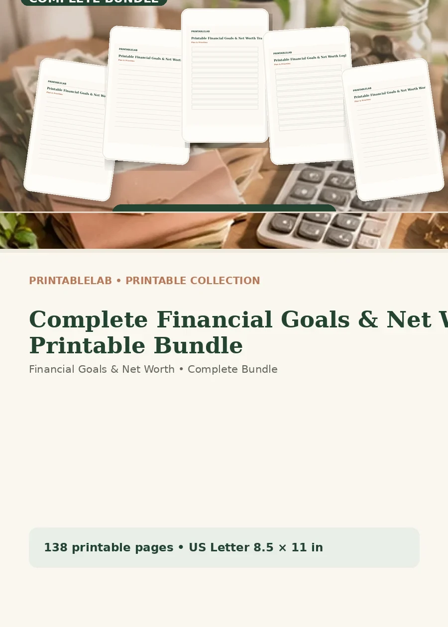 Complete Financial Goals & Net Worth Printable Bundle cover