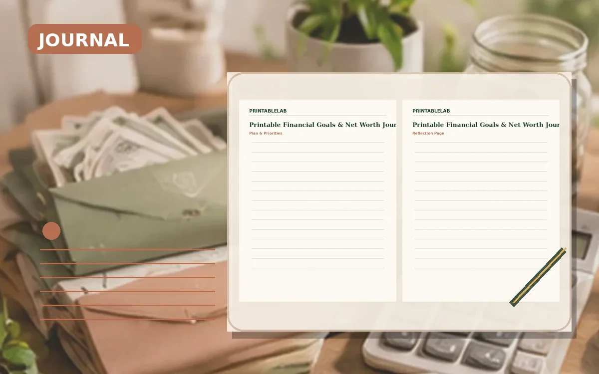 Printable Financial Goals & Net Worth Journal cover