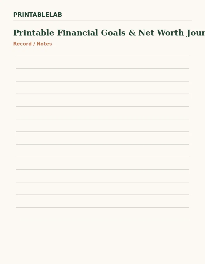 Printable Financial Goals & Net Worth Journal preview 4